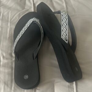 Chic Black Beaded Women's Sandals